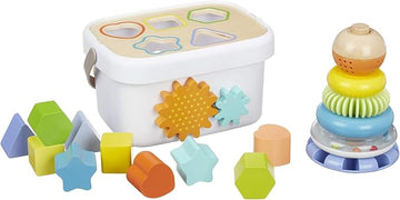 Wooden Shape Sorter & Rainbow Stacker Toy Set | 12M+