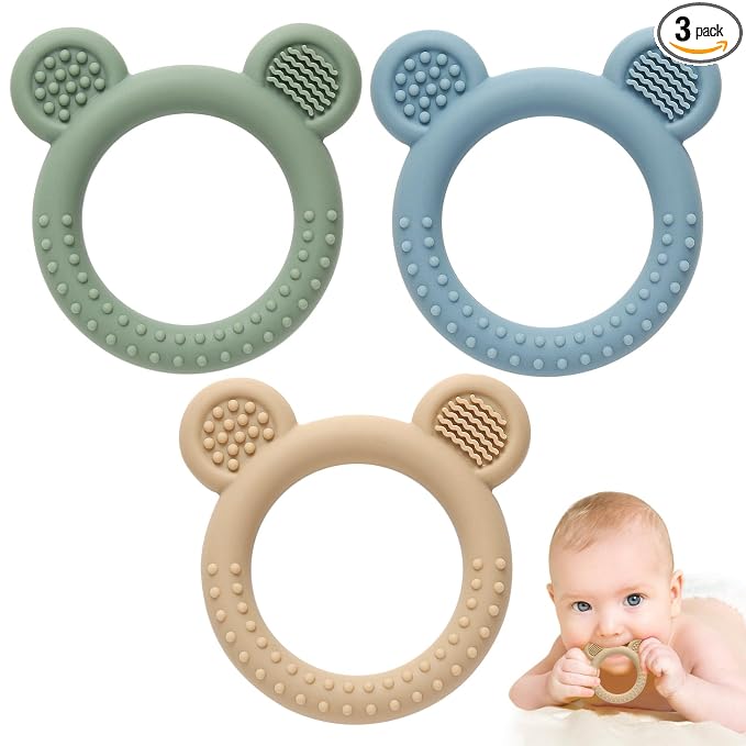 3-Pack Baby Teething Toys | Silicone Teethers 3M+ BPA-Free