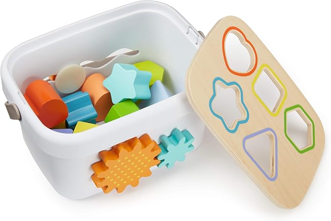Wooden Shape Sorter & Rainbow Stacker Toy Set | 12M+