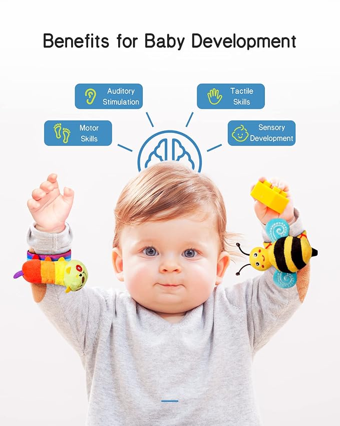 Baby Wrist Rattles & Foot Finder Socks Set | 0–12M