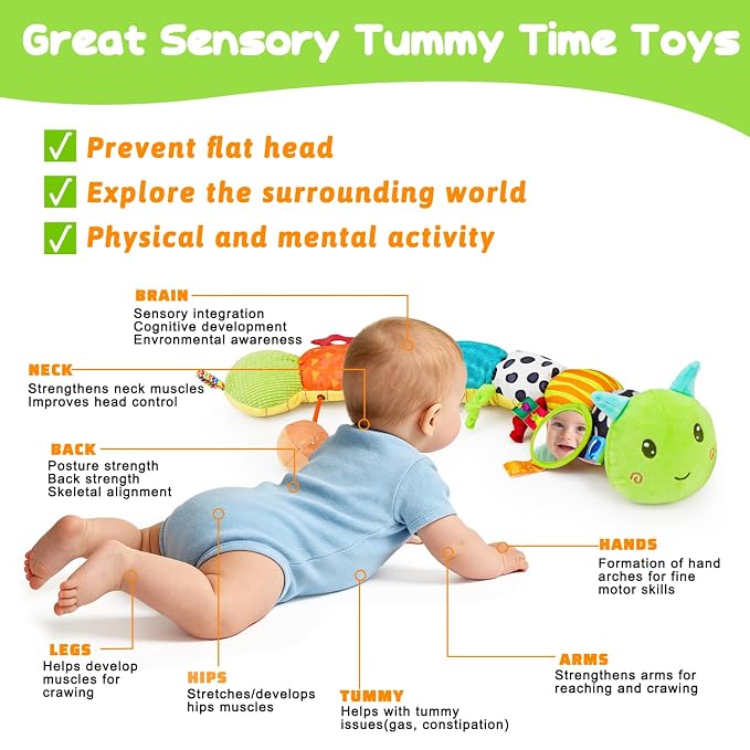 Musical Stuffed Caterpillar Baby Toy for Tummy Time | 0–6M