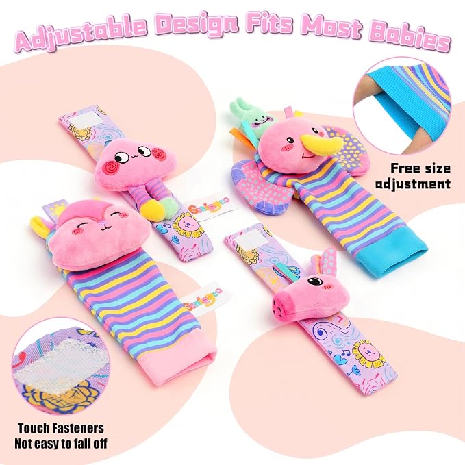 Baby Rattle Socks & Wrist Sensory Toys for Infants 0–6M