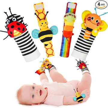 Baby Wrist Rattles & Foot Finder Socks Set | 0–12M