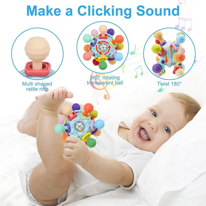 Montessori Baby Sensory Teether Toy & Rattle | 0–12M