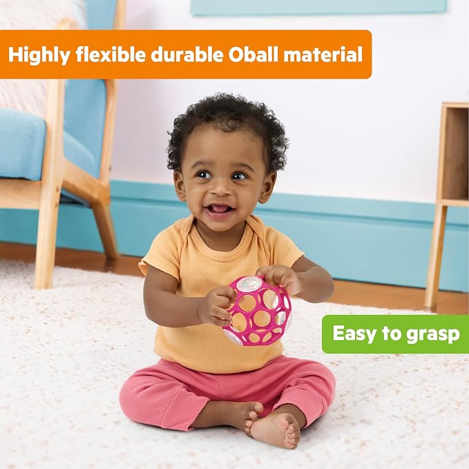 Oball Easy-Grasp Baby Rattle Ball Pink | Newborn+